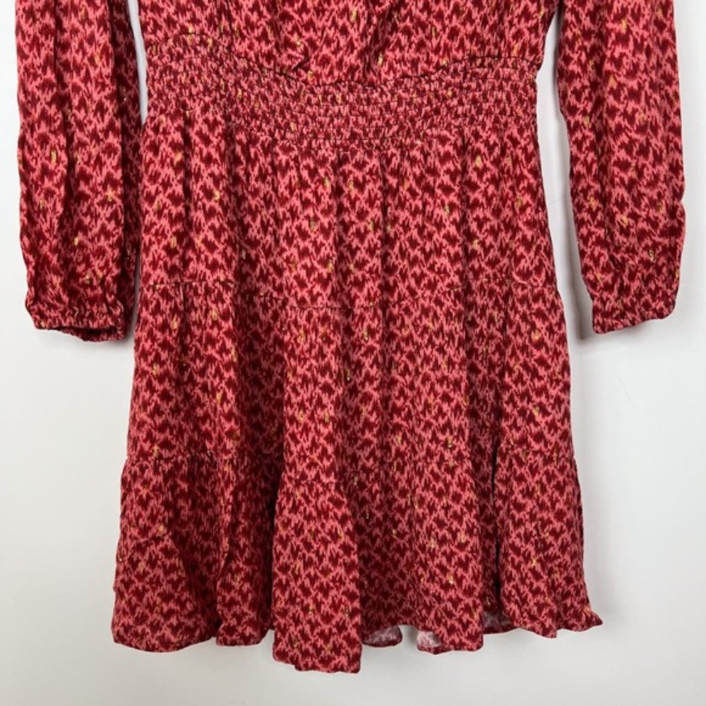 Paige Sandee Ikat V Neck Long Sleeve Mini Dress Size Medium - Picture 5 of 12
